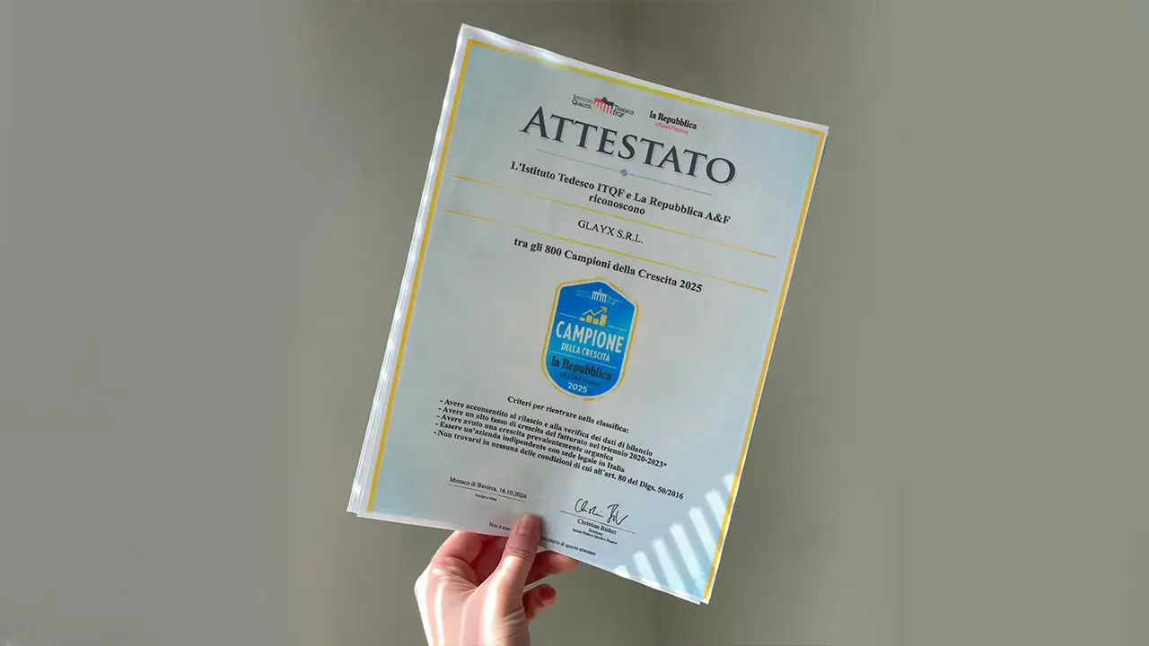 Glayx è tra i Campioni della Crescita 2025