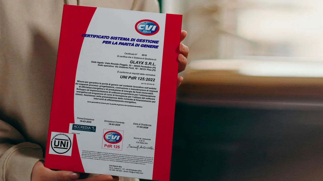 𝗖𝗲𝗿𝘁𝗶𝗳𝗶𝗰𝗮𝘇𝗶𝗼𝗻𝗲 𝗽𝗲𝗿 𝗹𝗮 𝗣𝗮𝗿𝗶𝘁𝗮̀ 𝗱𝗶 𝗚𝗲𝗻𝗲𝗿𝗲 𝗨𝗡𝗜/𝗣𝗱𝗥 𝟭𝟮𝟱:𝟮𝟬𝟮𝟮